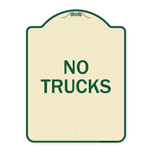 Signmission Designer Series Driveway No Trucks, Tan & Green Heavy-Gauge Aluminum Sign, 24" x 18", TG-1824-24123 A-DES-TG-1824-24123 - main